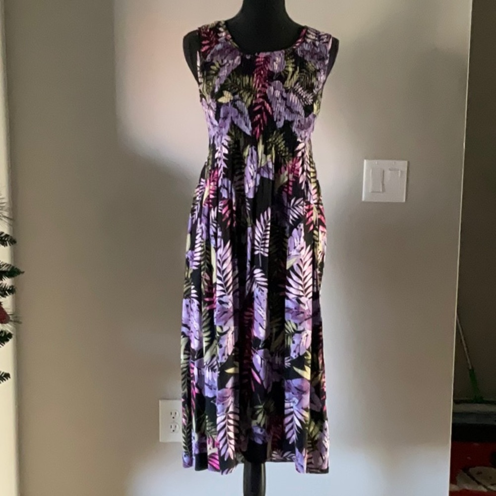 Floral Sleeveless Maxi Dress - Purple and Green